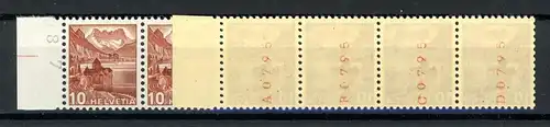 Schweiz Rollenmarken 363 b y R postfrisch 10er Streif. gefaltet #1C724
