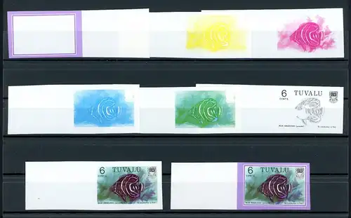 Tuvalu 87 geschnitten postfrisch Phasendrucke, Fische #1C746
