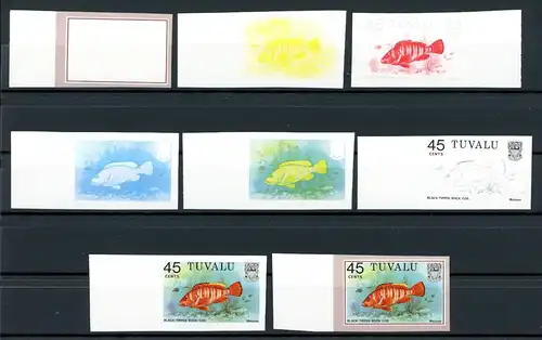 Tuvalu 144 geschnitten postfrisch Phasendrucke, Fische #1C754