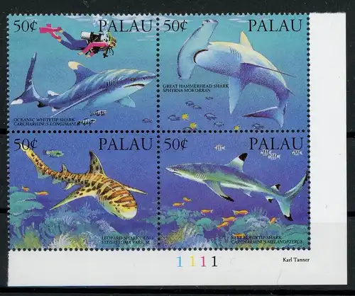 Palau Inseln 4er Block mit 614-617 postfrisch Meerestiere #1B412