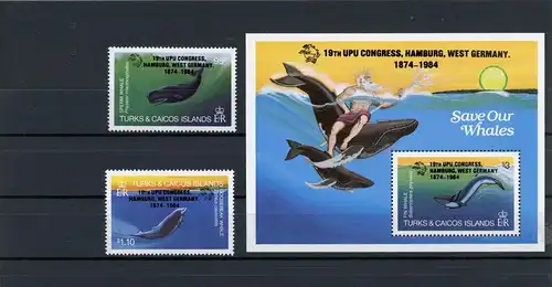 Turks und Caicos Inseln 699-770, Block 50 postfrisch Wale #IN042