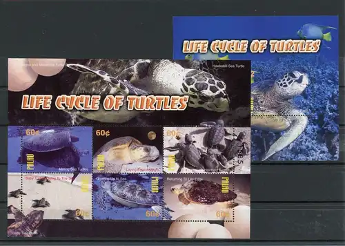 Palau Inseln Klb. 2297-2302, Block 173 postfrisch Schildkröte #IN056