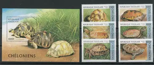 Togo 2480-2485, Block 401 postfrisch Schildkröte #IN062