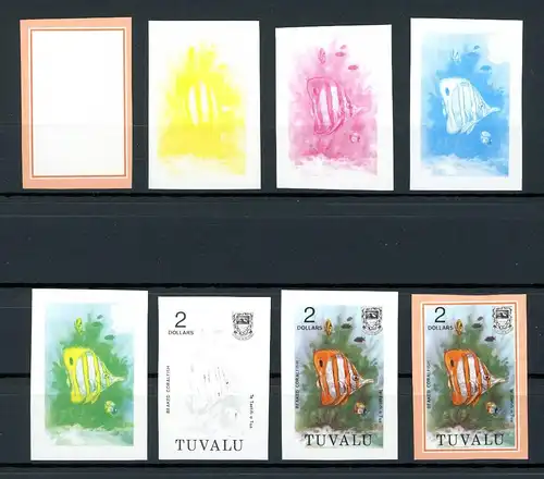 Tuvalu 99 geschnitten postfrisch Phasendrucke, Fische #1C753