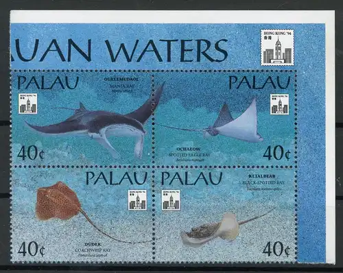 Palau Inseln 4er Block mit 686-689 postfrisch Meerestiere #1B411
