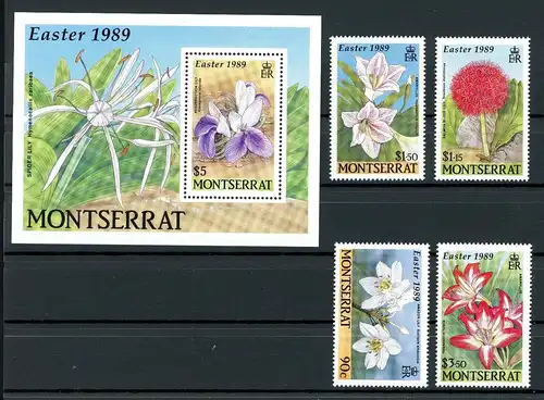 Montserrat 741-744 + Bl 52 postfrisch Blumen, Ostern #1C997