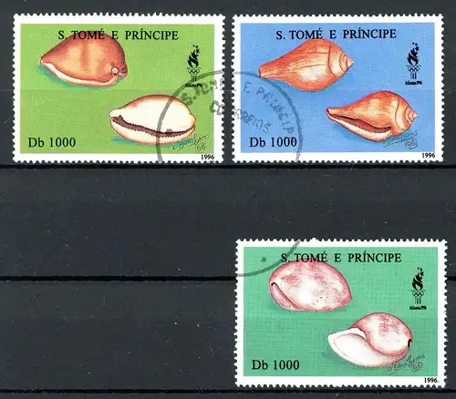 St. Tomé und Principe 1658-1659 + 1661 gestempelt Muscheln/ Schnecken #1D110