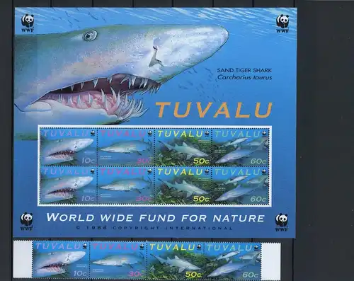 Tuvala Kleinbogen+ Viererstreifen 862-865 postfrisch Fische #IN135