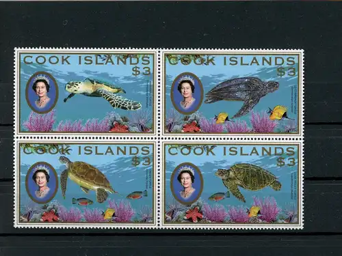 Cook Inseln Viererblock 1595-1598 postfrisch Schildkröte #IN073