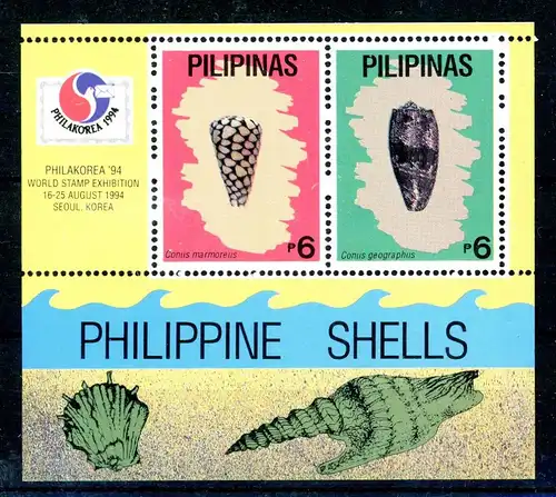 Philippinen Block 78 postfrisch Muscheln/ Schnecken #1D133