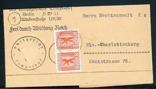 SBZ Berlin 3 A adaptierter Behördenstempel Mehrfachfrankatur #HE618