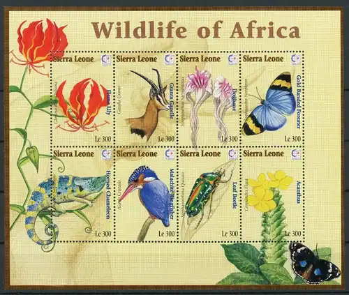 Sierra Leone Kleinbogen mit 2410-2417 postfrisch Fauna und Flora #1D042
