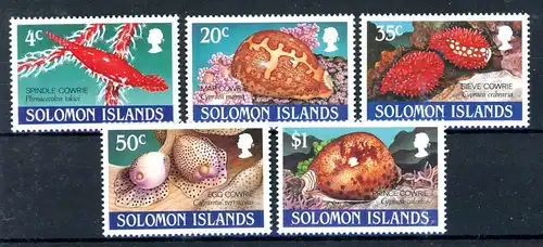 Salomon Inseln 726-730 postfrisch Muscheln/ Schnecken #1D117