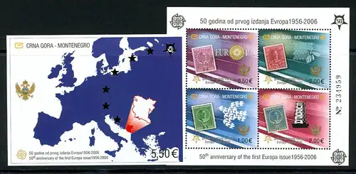 Montenegro Block 2 A + 3 postfrisch 50 J. Europamarken #HB400