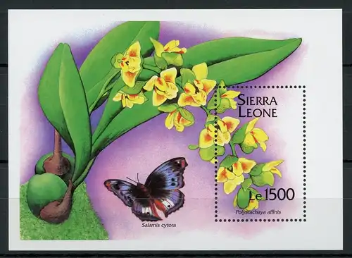 Sierra Leone Block 252 postfrisch Schmetterling, Orchidee #1D040