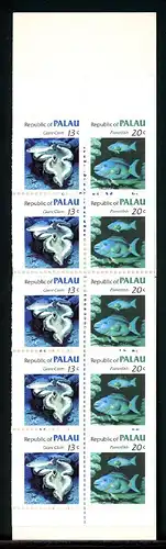 Palau Inseln MH mit je 5 x 13 D + 14 D postfrisch Muscheln #1D143