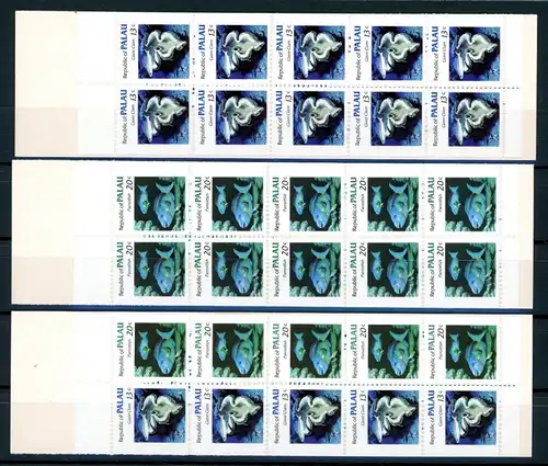 Palau 3 Markenheftchen mit 13 + 14 D postfrisch Meerestiere #1C982