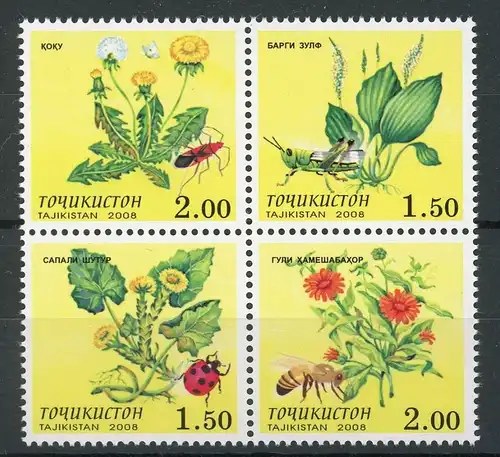 Tadschikistan 506-509 postfrisch Pflanzen Viererblock #GL719
