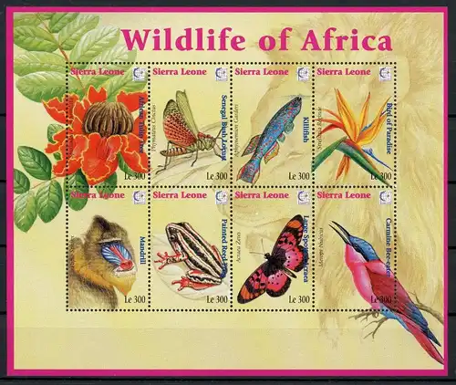 Sierra Leone Kleinbogen mit 2402-2409 postfrisch Fauna und Flora #1D041