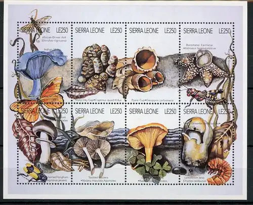 Sierra Leone Kleinbogen mit 2573-2580 postfrisch Pilze #1D044