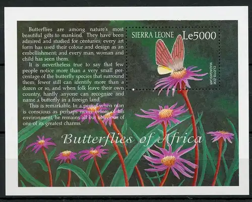 Sierra Leone Block 511 postfrisch Schmetterling #1D065