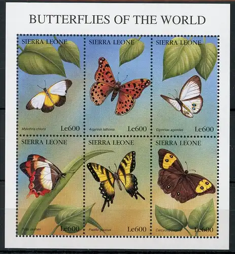 Sierra Leone Kleinbogen mit 2864-2869 postfrisch Schmetterling #1D058