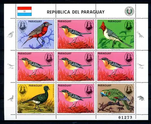 Paraguay Kleinbogen 3869 postfrisch Vögel #JE647