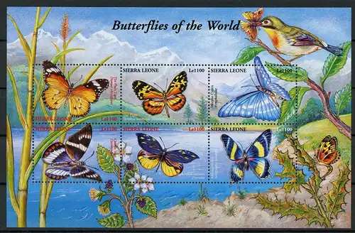 Sierra Leone KB mit 3988-3993 postfrisch Schmetterling #1D067