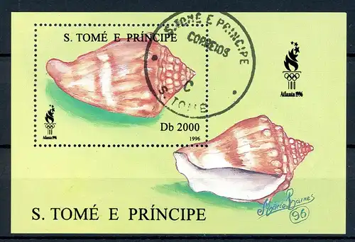 St. Tomé und Principe Block 350 gestempelt Muscheln/ Schnecken #1D109