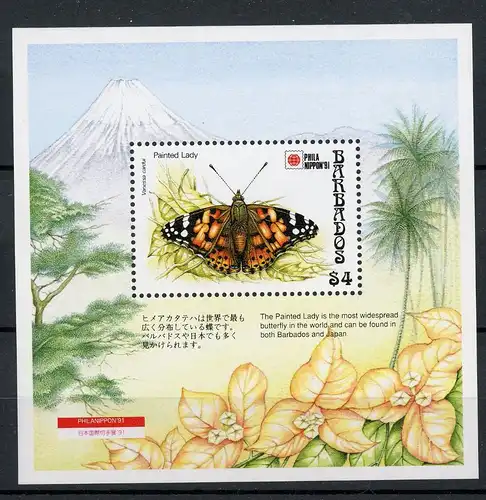 Barbados Block 27 postfrisch Schmetterlinge #HC424