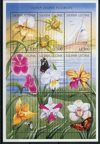 Sierra Leone Kleinbogen mit 2664-2672 postfrisch Blumen #1D051