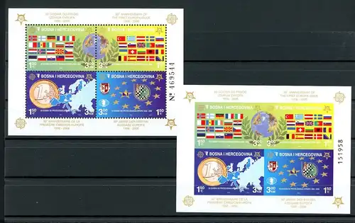 Bosnien und Herzegowina Block 27 A + B postfrisch 50 J. Europamarke #HB403