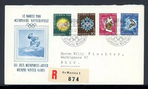 Schweiz 492-495 Olympia 1948 St. Moritz Ersttagesbrief/FDC #HC369