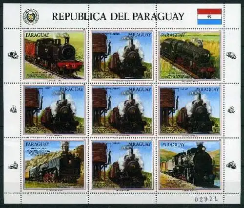 Paraguay Kleinbogen 3995 postfrisch Eisenbahn Lokomotive #IJ052