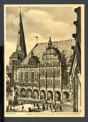 AK Bremen Markt mit Rathaus und Liebfrauenkirche 1938 #HC095