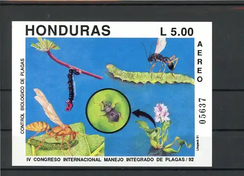Honduras Block 50 postfrisch Schmetterling #GL772