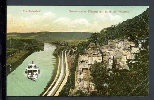 AK Carlshafen (Bad Karlshafen) Dampfer vor Hannoversche Klippen um 1910 #HC349