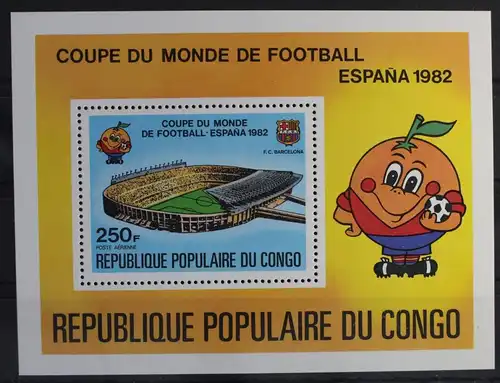 Kongo (Brazzaville) Block 23 mit 741 postfrisch Fußball #WW282