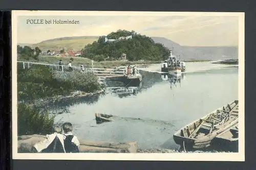 AK Polle - LK Holzminden Raddampfer vor Anleger und Burgruine um 1910 #HC339