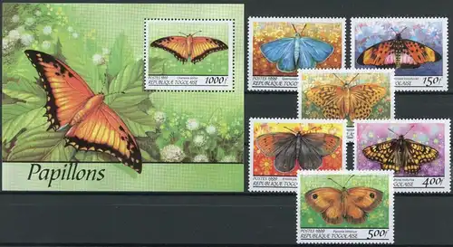 Togo Klb. 2875-2880, Block 442 postfrisch Schmetterling #Schm1003