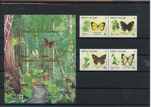 Neukaledonien 915-918, Block 11 postfrisch Schmetterling Paare #GL869
