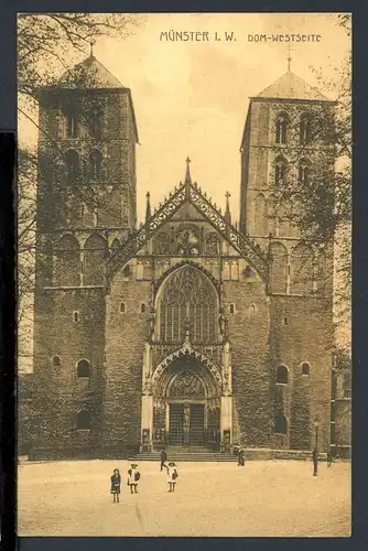 AK Münster/ Westfalen Dom-Westseite 1916 #HB495