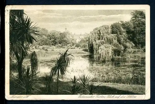 AK Münster/ Westfalen Botanischer Garten mit Blick aufs Schloß 1915 #HB498