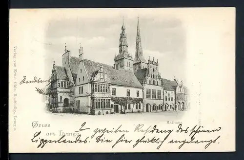 AK Lemgo - Kreis Lippe Rathaus mit Nicolai-Kirche 1898 #HC393