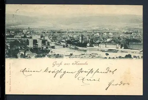 AK Hameln Blick über die Weser auf Gefängnis 1897 #HC341