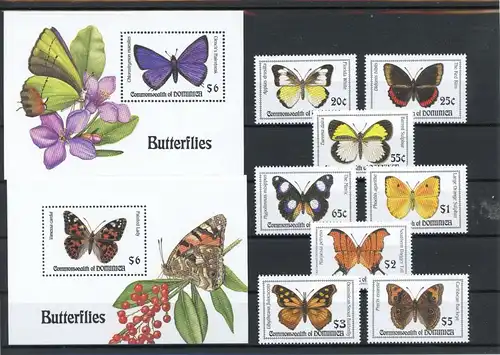 Dominica 1834-1841, Block 262-263 postfrisch Schmetterling #Schm956