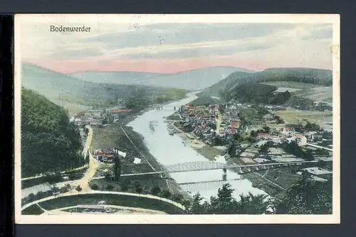 AK Bodenwerder - LK Holzminden Totalansicht mit Weserbrücke 1909 #HC389