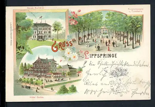 AK Lippspringe - Kreis Paderborn Kurpromenade mit Trinkhalle 1898 #HC396