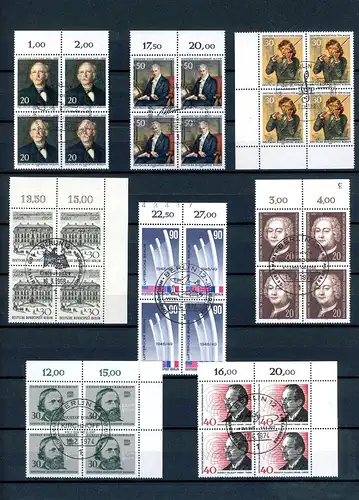 Berlin Lot 4er Blöcke mit zentrischem Ersttagssonderstempel #GG1858