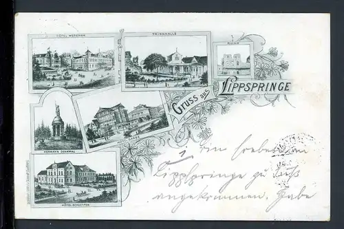 AK Lippspringe Hotel Wegener, Schlepper, Garbe, Trinkhalle 1898 #HC484